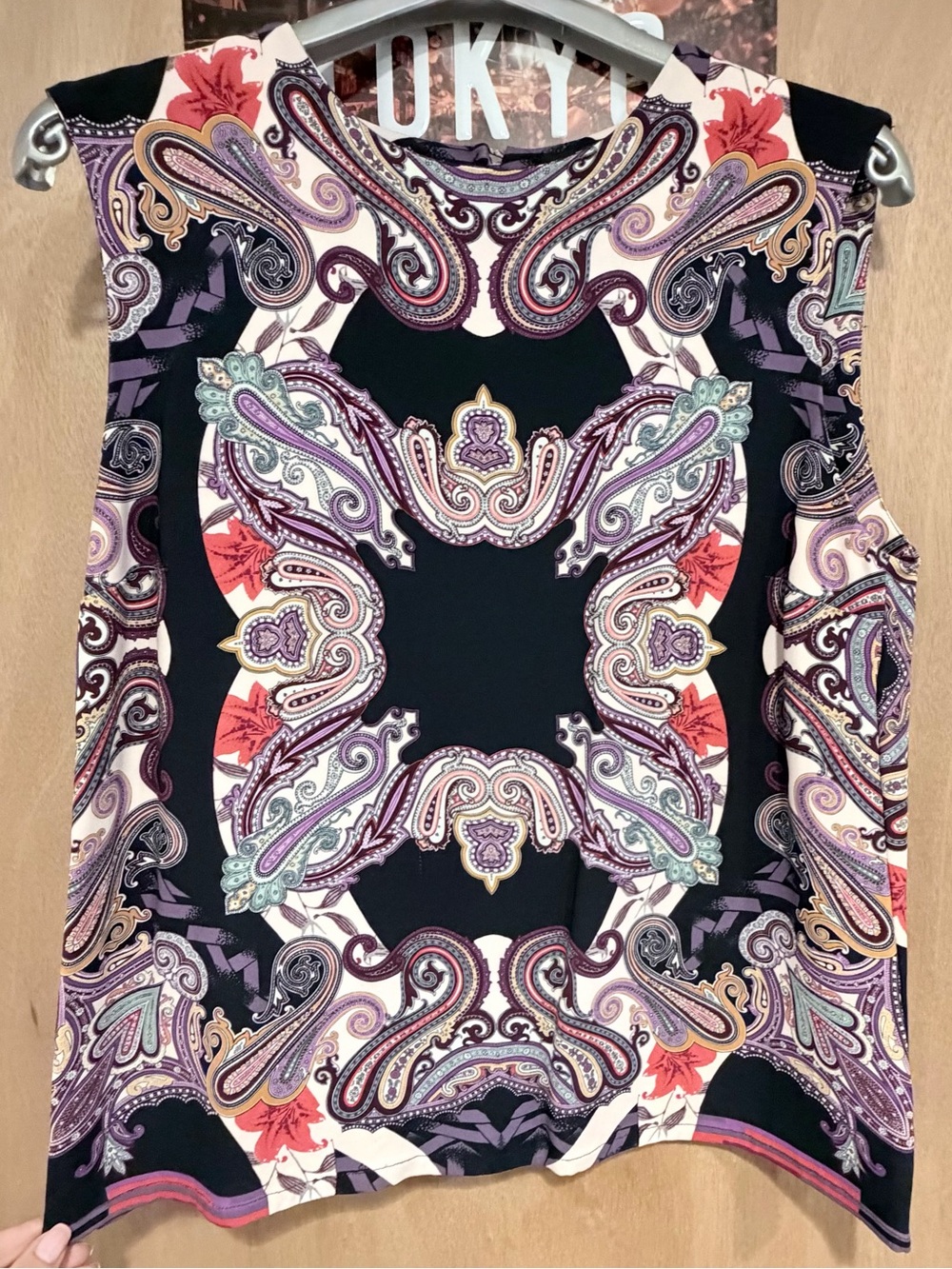 Etro Black Paisley Print Sleeveless Camisole with Purple & Red Accents